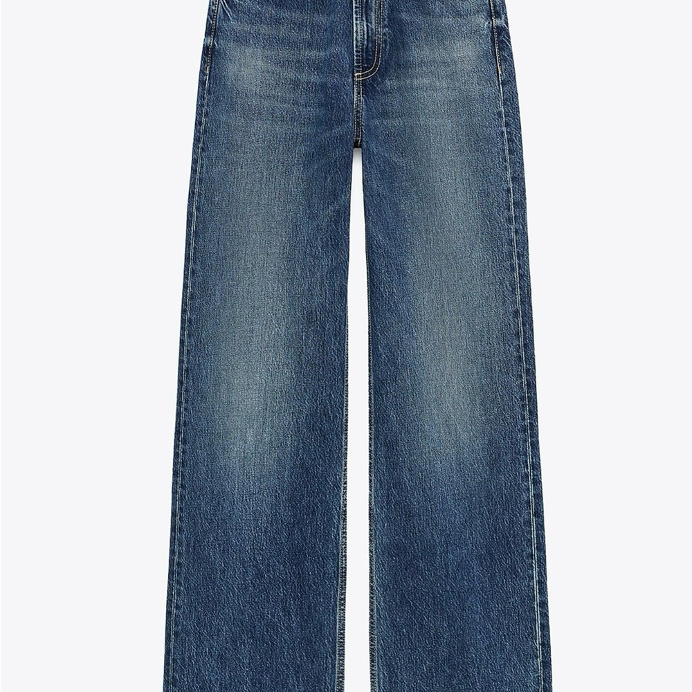NWOT Zara High Rise Wide Leg Raw Hem Jeans - Picture 3 of 7